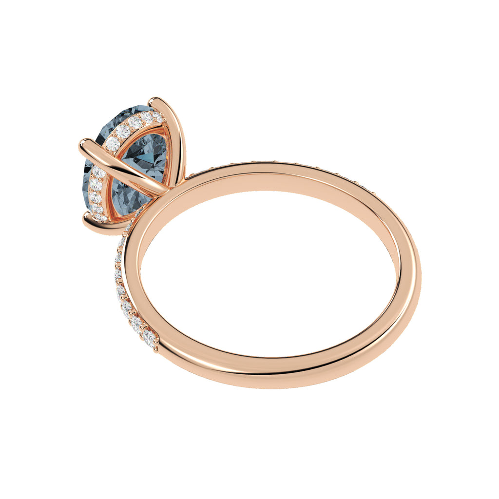 Oval Cut Gray Spinel with Hidden Halo Engagement Ring 14K Rose Gold (4.00ct)