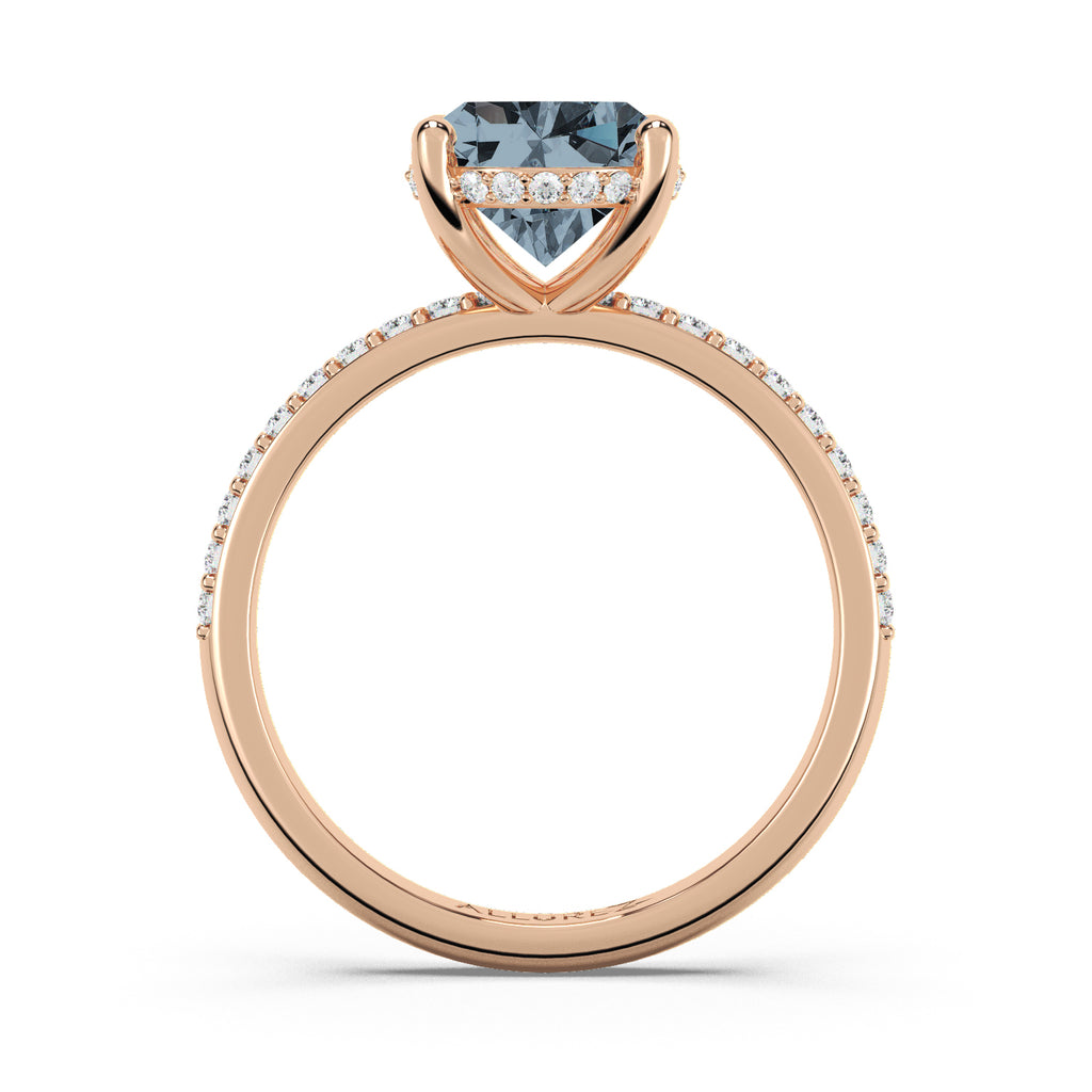 Oval Cut Gray Spinel with Hidden Halo Engagement Ring 14K Rose Gold (4.00ct)