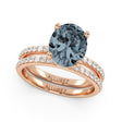 Oval Cut Gray Spinel with Hidden Halo  Bridal Ring Set 14K Rose Gold (4.22ct)