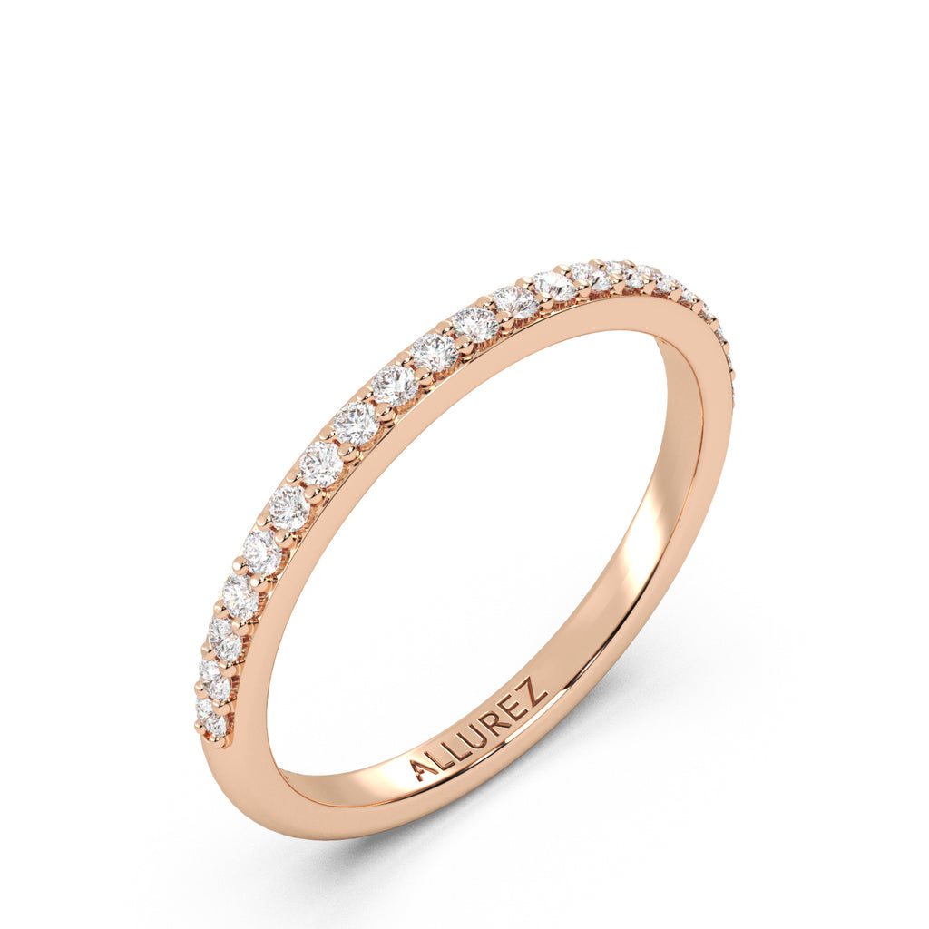 Lab Diamond Pave Wedding Band Ring 14K Rose Gold (0.22ct)
