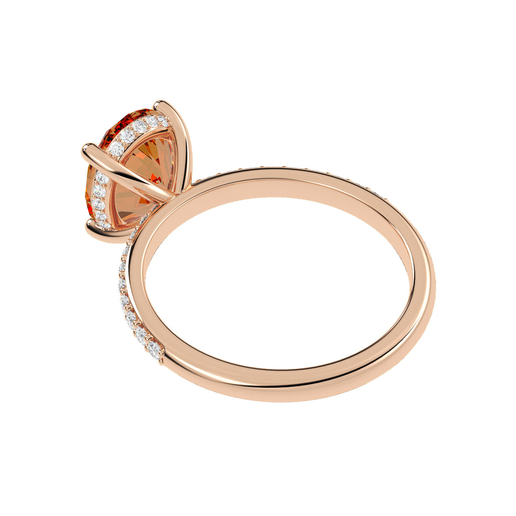 Oval Cut Morganite with Hidden Halo Engagement Ring 14K Rose Gold (3.80ct)