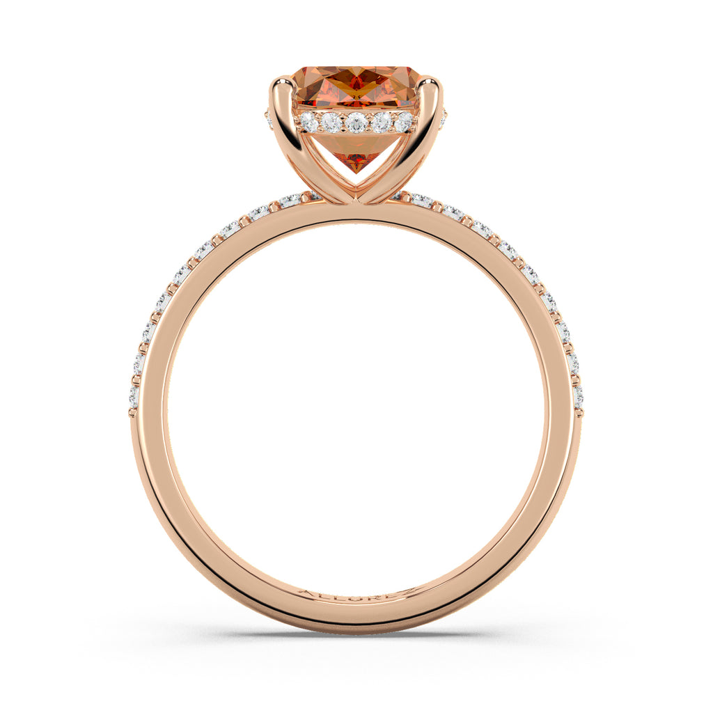 Oval Cut Morganite with Hidden Halo Engagement Ring 14K Rose Gold (3.80ct)