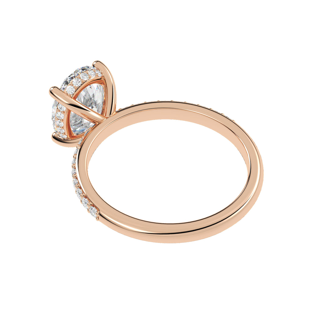 Oval Cut Moissanite with Hidden Halo Engagement Ring 14K Rose Gold (4.00ct)