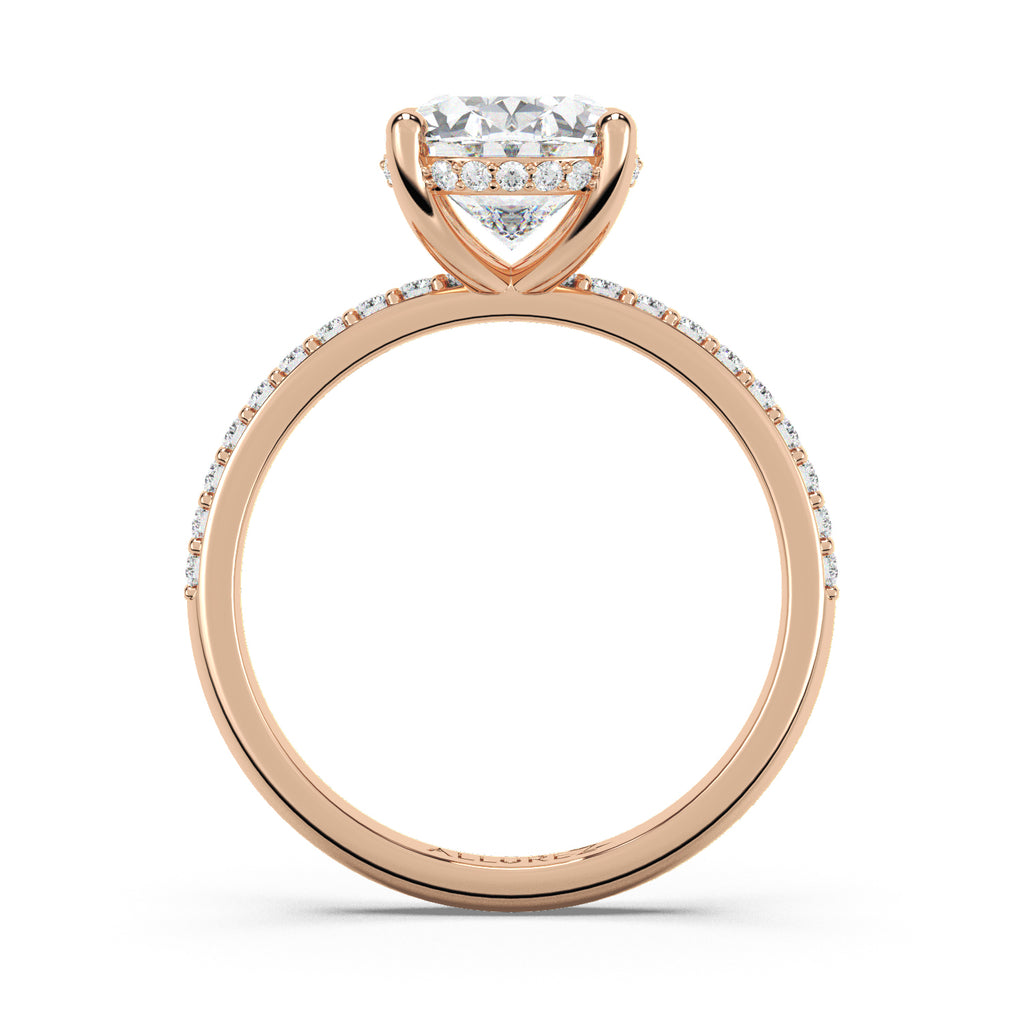 Oval Cut Moissanite with Hidden Halo Engagement Ring 14K Rose Gold (4.00ct)