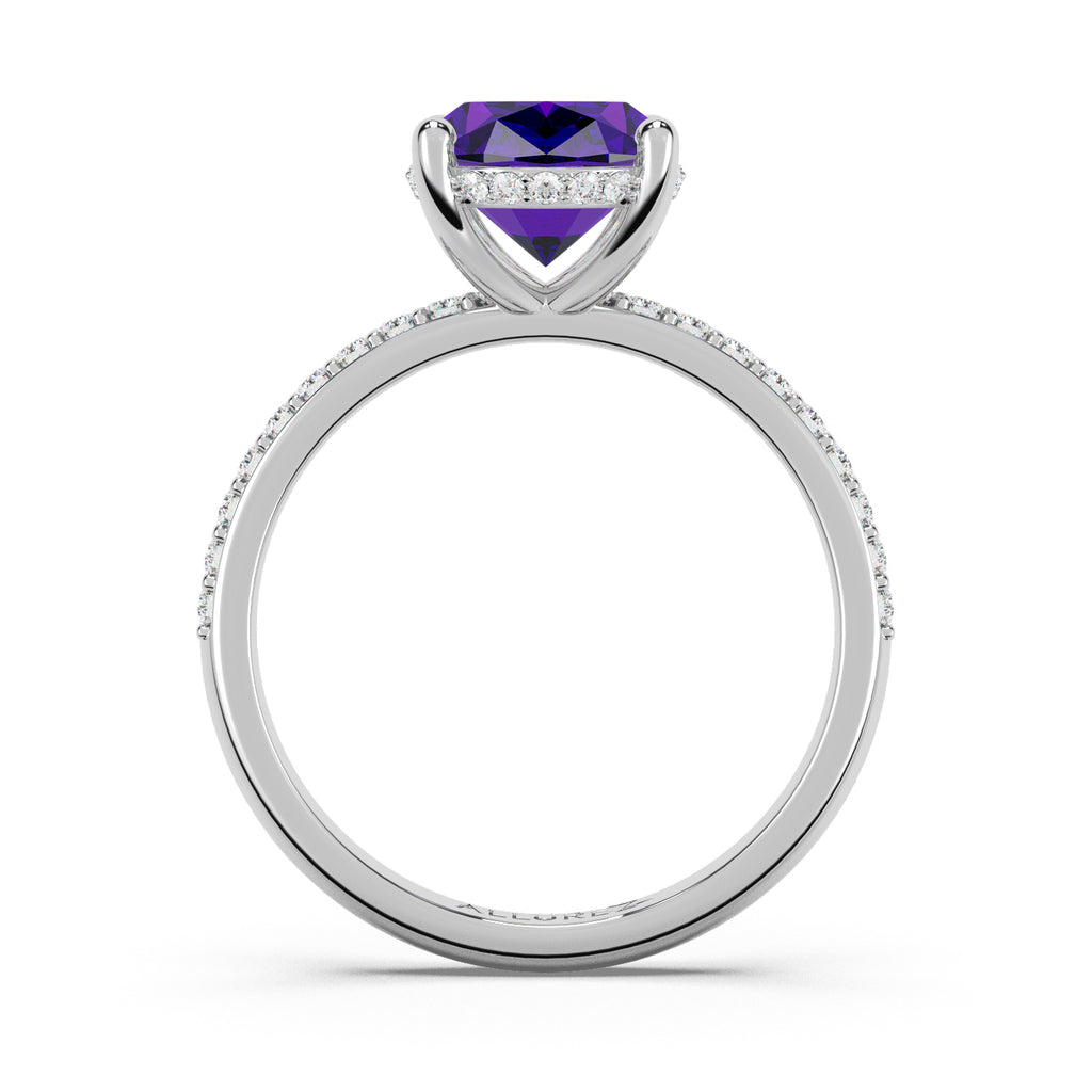 Oval Cut Amethyst Diamond Halo Engagement Ring 14K White Gold (3.47ct)