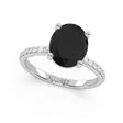 Oval Cut Black Diamond with Diamond Halo Engagement Ring 14K White Gold (4.27ct)