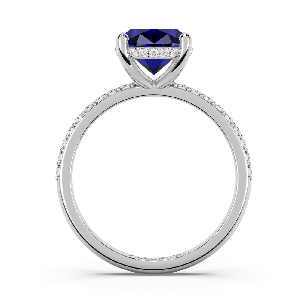 Oval Cut Blue Sapphire & Diamond Engagement Ring 14K White Gold (4.07ct)