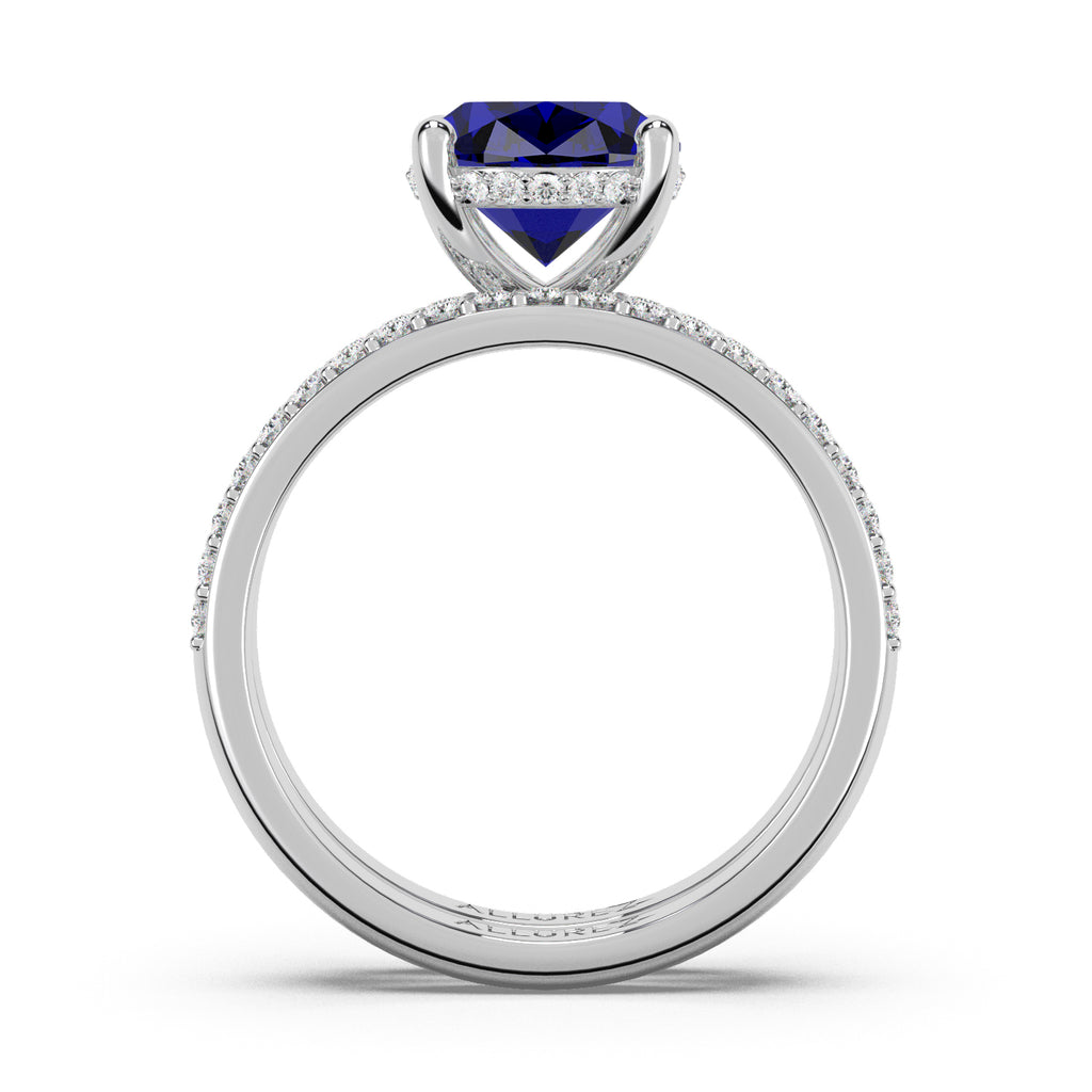 Oval Cut Blue Sapphire & Diamond Bridal Ring Set 14K White Gold (4.29ct)