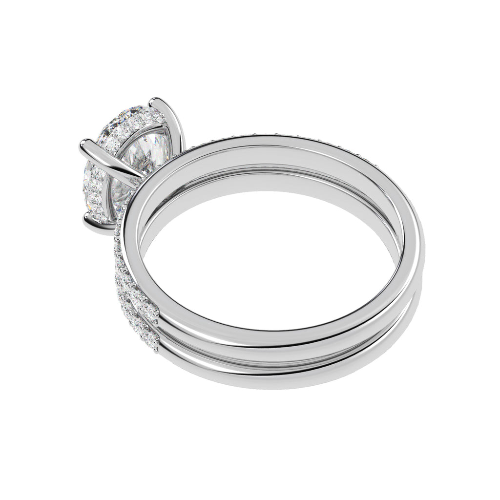 Oval Cut Natural Diamond with Hidden Halo Bridal Ring Set 14K White Gold (4.49ct)