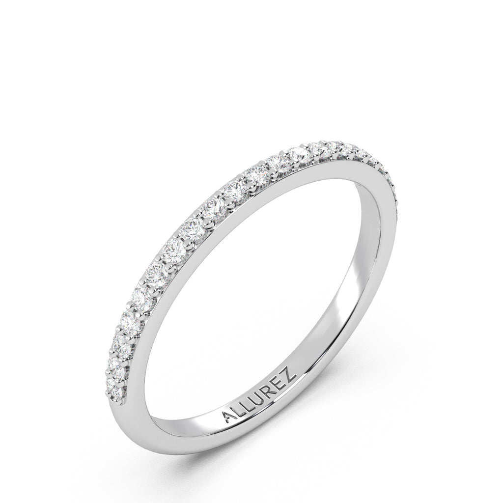 Natural Diamond Accented Wedding Band 14K White Gold (0.22ct)