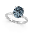Oval Cut Gray Spinel with Hidden Halo  Engagement Ring 14K White Gold (4.00ct)