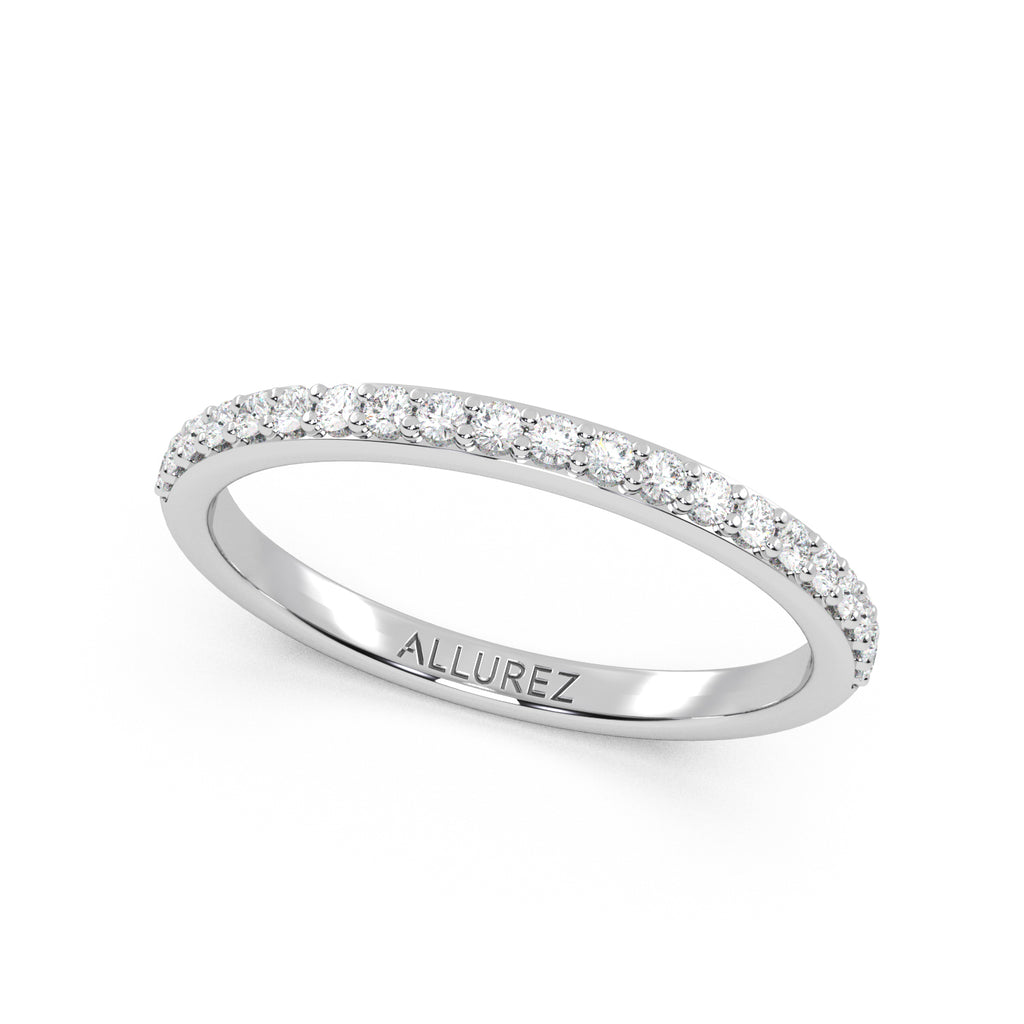 Lab Diamond Pave Wedding Band Ring 14K White Gold (0.22ct)