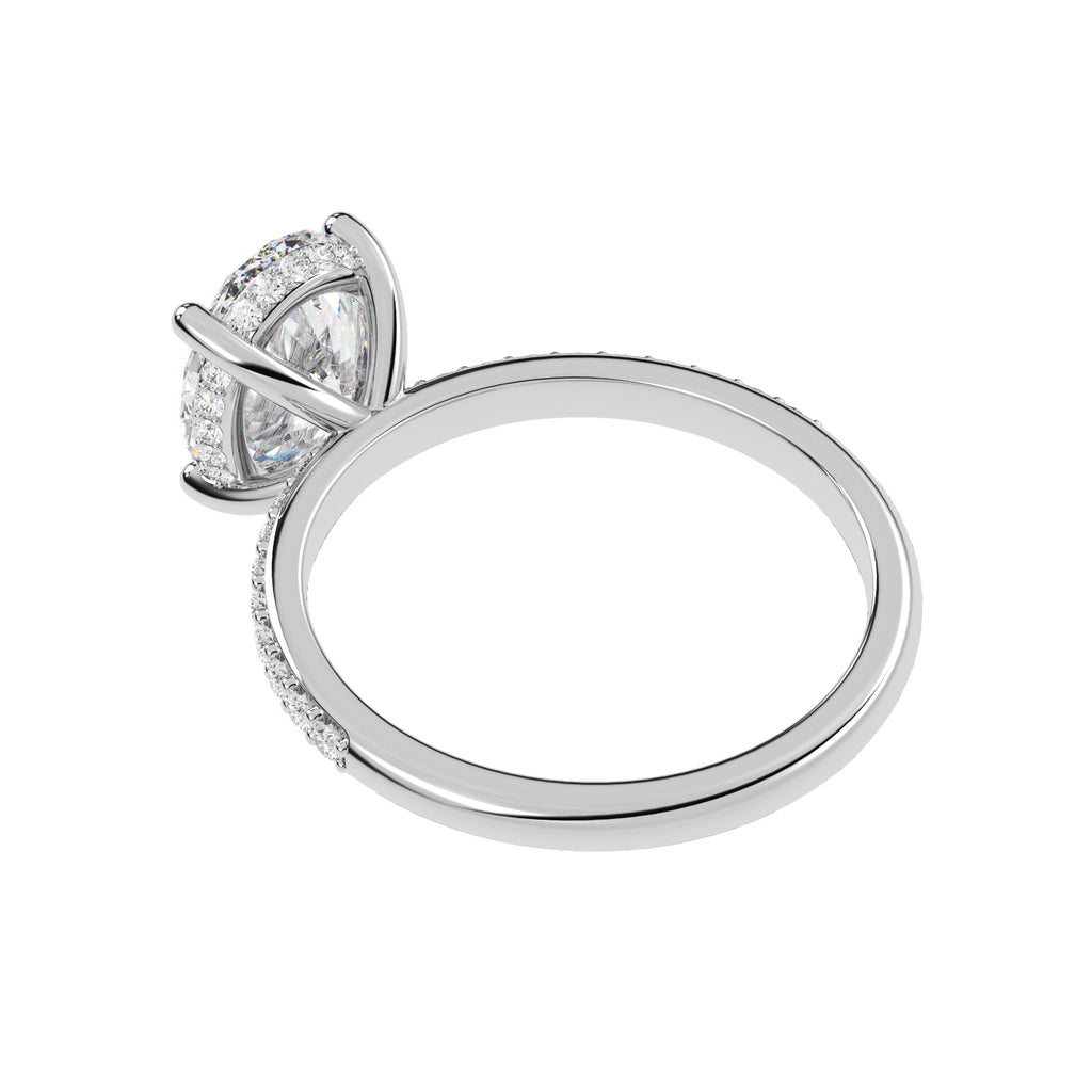 Oval Cut Lab Hidden Halo Engagement Ring 14K White Gold (4.27ct)