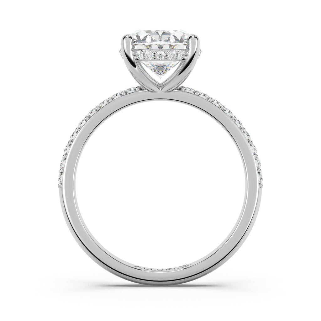 Oval Cut Lab Hidden Halo Engagement Ring 14K White Gold (4.27ct)