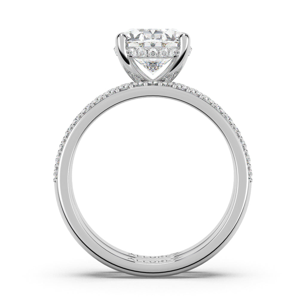 Oval Cut Lab Hidden Halo Bridal Ring Set 14K White Gold (4.49ct)