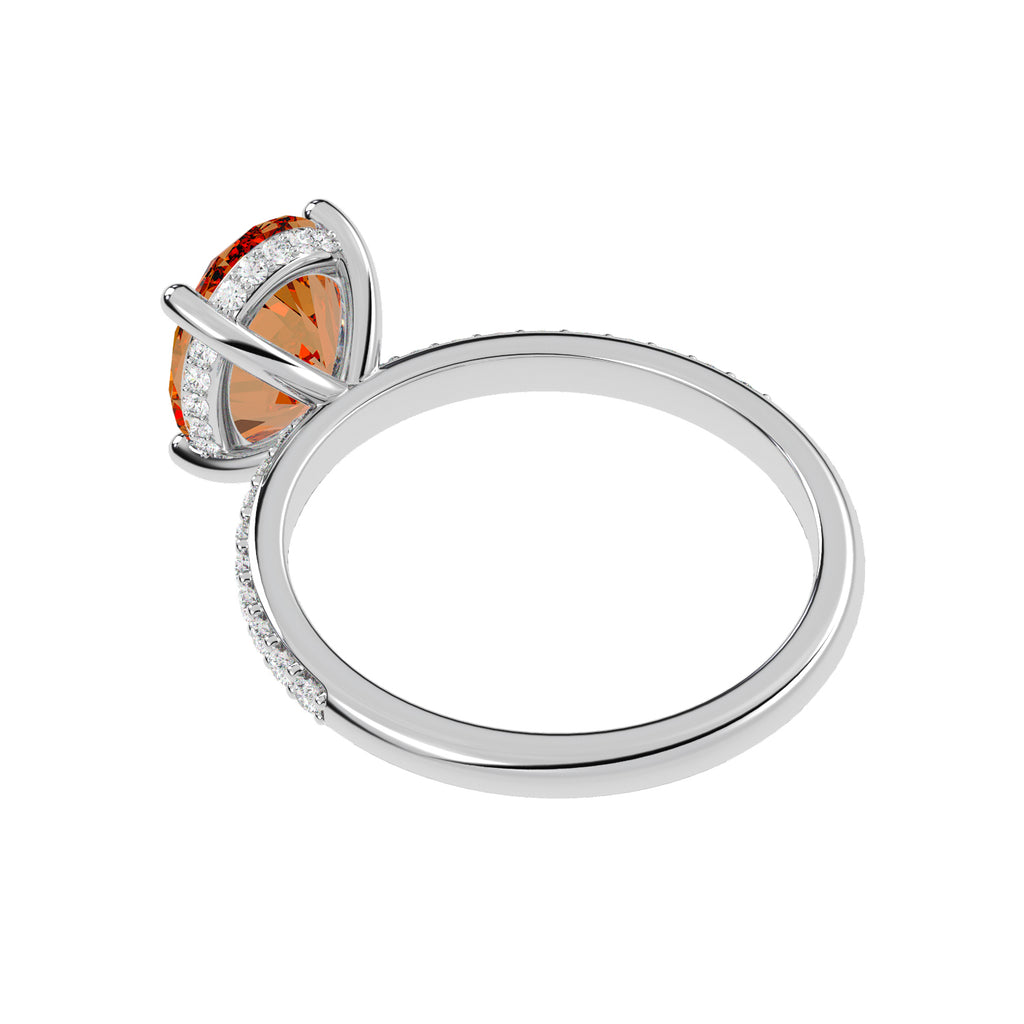 Oval Cut Morganite with Hidden Halo Engagement Ring 14K White Gold (3.80ct)