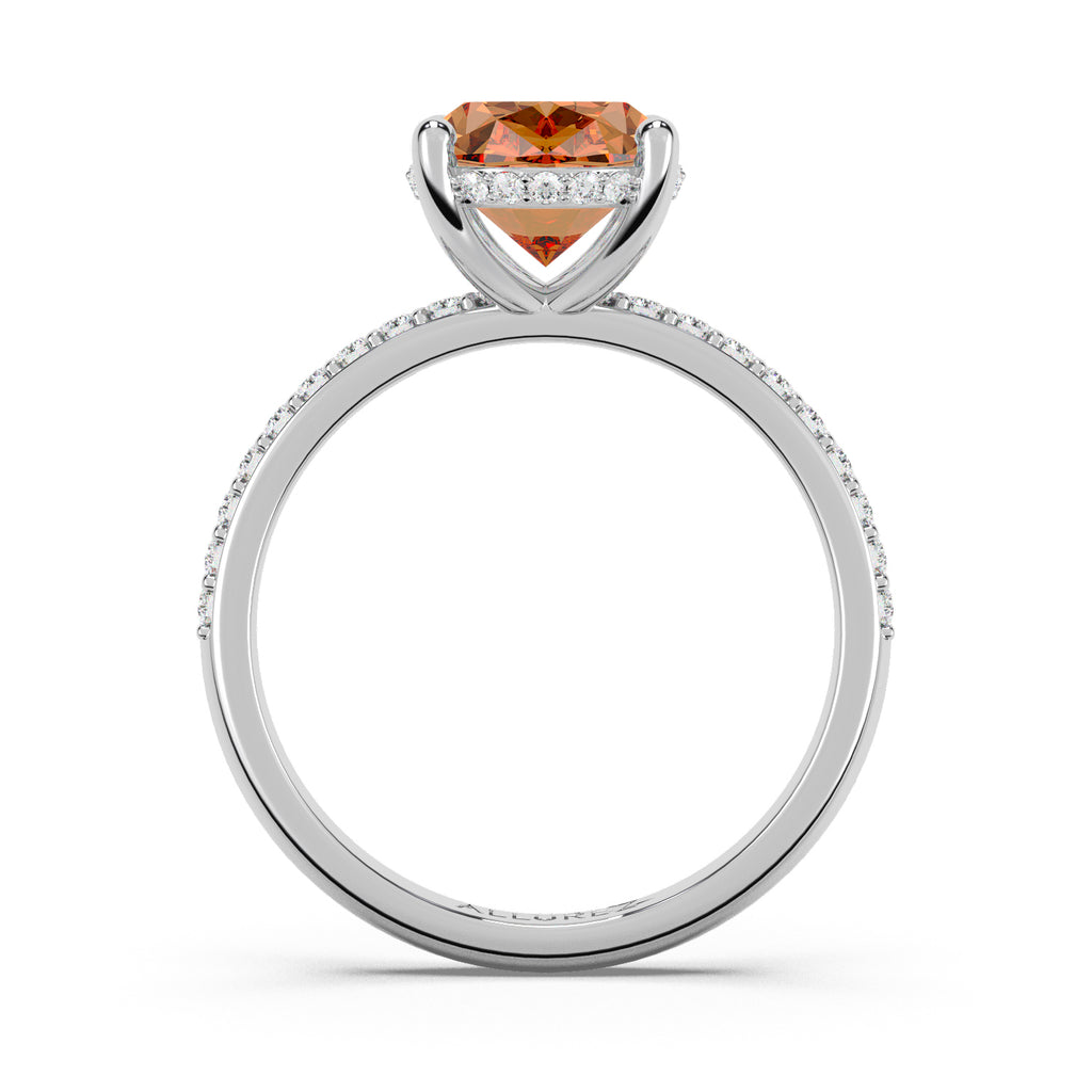 Oval Cut Morganite with Hidden Halo Engagement Ring 14K White Gold (3.80ct)