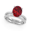 Oval Cut Lab Ruby with Hidden Lab Diamond Bridal Ring Set 14K White Gold (4.29ct)