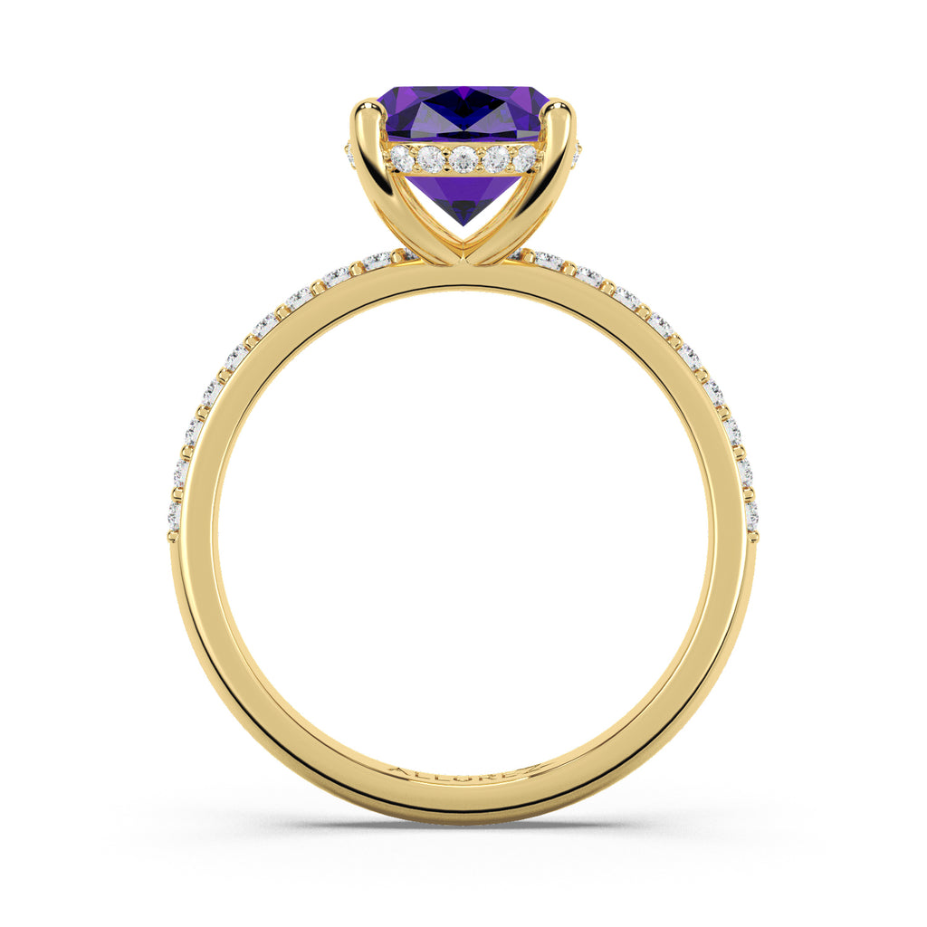 Oval Cut Amethyst Diamond Halo Engagement Ring 14K Yellow Gold (3.47ct)