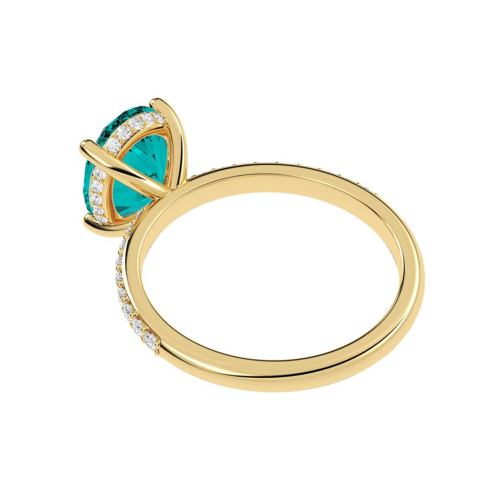 Oval Cut Aquamarine with Diamond Halo Engagement Ring 14K Yellow Gold (3.27ct)