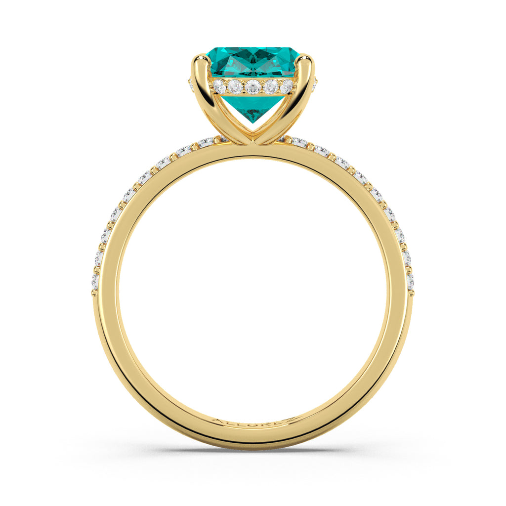 Oval Cut Aquamarine with Diamond Halo Engagement Ring 14K Yellow Gold (3.27ct)