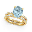 Oval Cut Aquamarine with Diamond Halo  Bridal Ring Set 14K Yellow Gold (3.49ct)