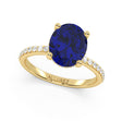 Oval Cut Blue Sapphire & Diamond Engagement Ring 14K Yellow Gold (4.07ct)