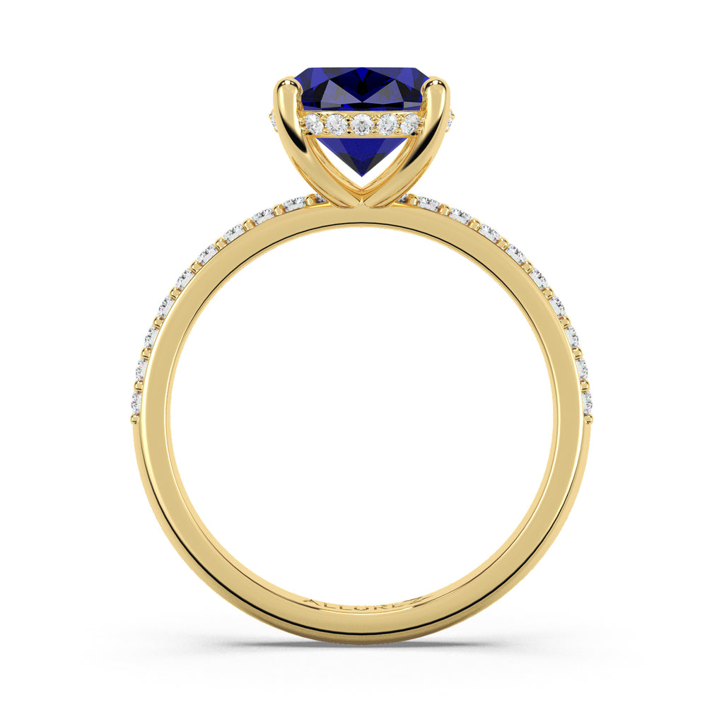 Oval Cut Blue Sapphire & Diamond Engagement Ring 14K Yellow Gold (4.07ct)