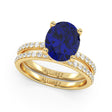 Oval Cut Blue Sapphire & Diamond Bridal Ring Set 14K Yellow Gold (4.29ct)