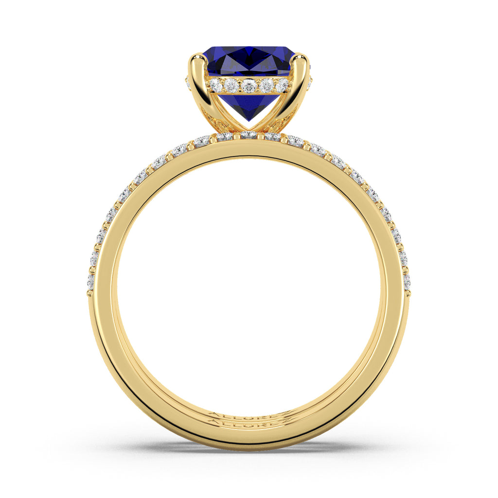 Oval Cut Blue Sapphire & Diamond Bridal Ring Set 14K Yellow Gold (4.29ct)