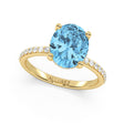 Oval Cut Blue Topaz with Diamond Halo Engagement Ring 14K Yellow Gold (4.77ct)