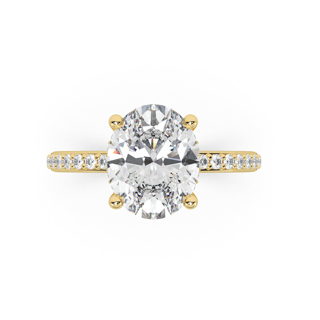 Oval Cut Natural Diamond with Hidden Halo Engagement Ring 14K Yellow Gold (4.27ct)