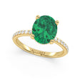 Oval Cut Emerald with Hidden Halo Engagement Ring 14K Yellow Gold (4.02ct)