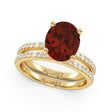 Oval Cut Garnet with Hidden Halo  Bridal Ring Set 14K Yellow Gold (4.24ct)