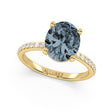 Oval Cut Gray Spinel with Hidden Halo Engagement Ring 14K Yellow Gold (4.00ct)