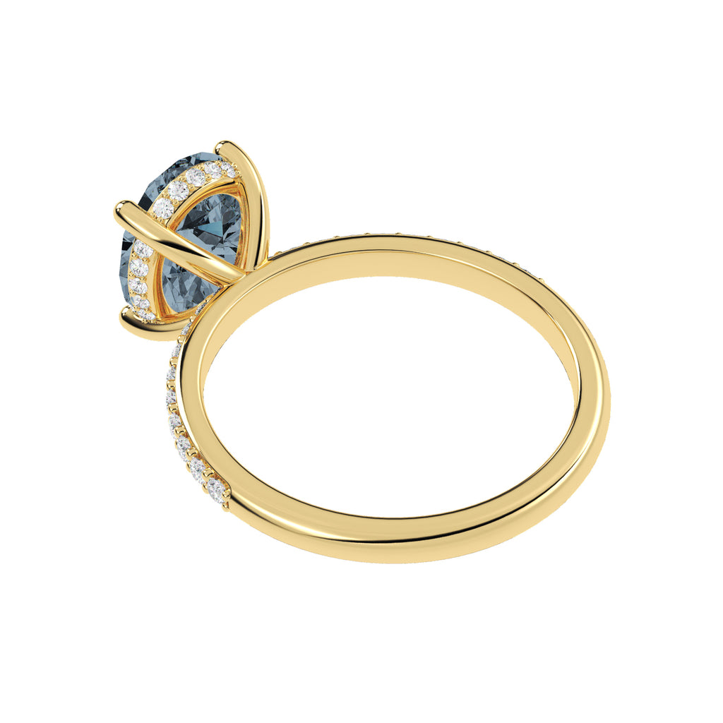 Oval Cut Gray Spinel with Hidden Halo Engagement Ring 14K Yellow Gold (4.00ct)
