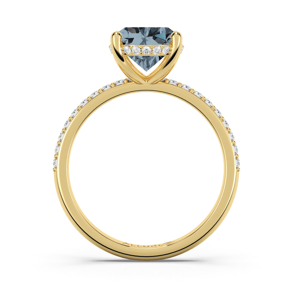 Oval Cut Gray Spinel with Hidden Halo Engagement Ring 14K Yellow Gold (4.00ct)