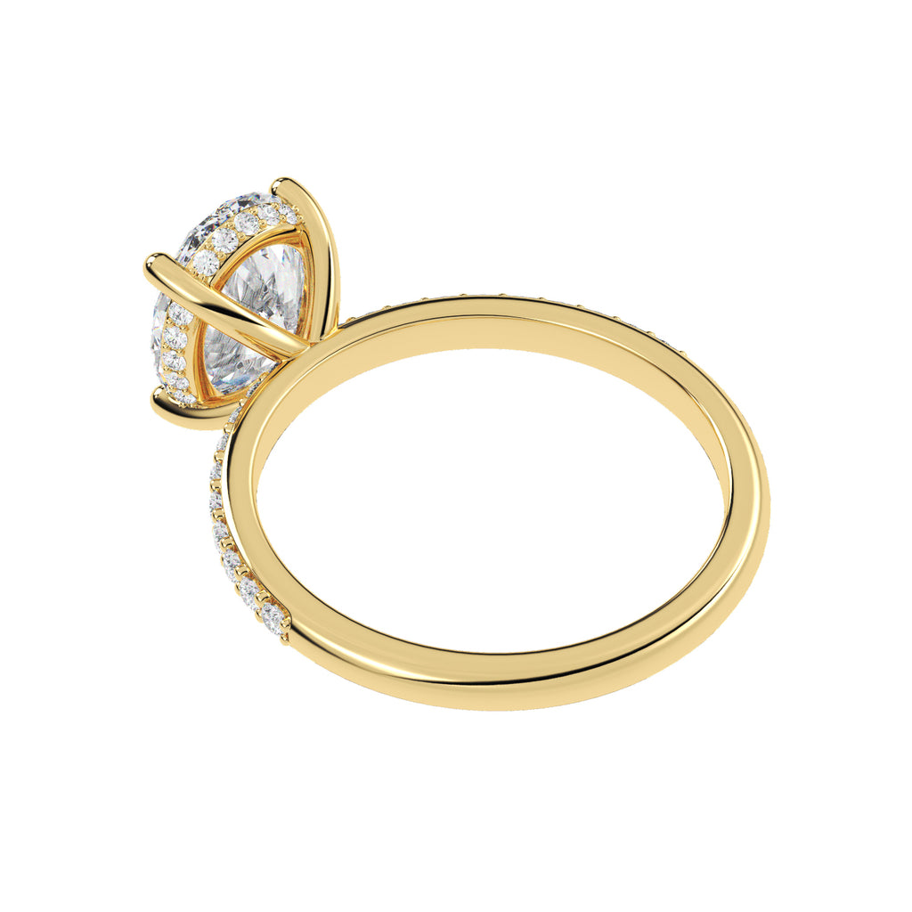 Oval Cut Lab Hidden Halo Engagement Ring 14K Yellow Gold (4.27ct)