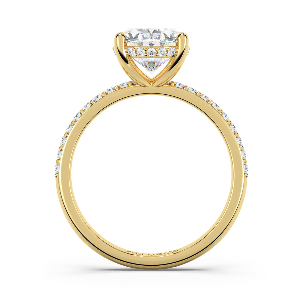 Oval Cut Lab Hidden Halo Engagement Ring 14K Yellow Gold (4.27ct)