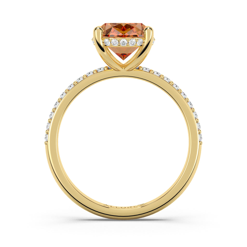 Oval Cut Morganite with Hidden Halo Engagement Ring 14K Yellow Gold (3.80ct)