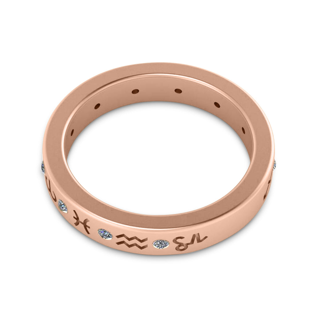 Diamond Zodiac Signs Ring 14K Rose Gold (0.16ct)