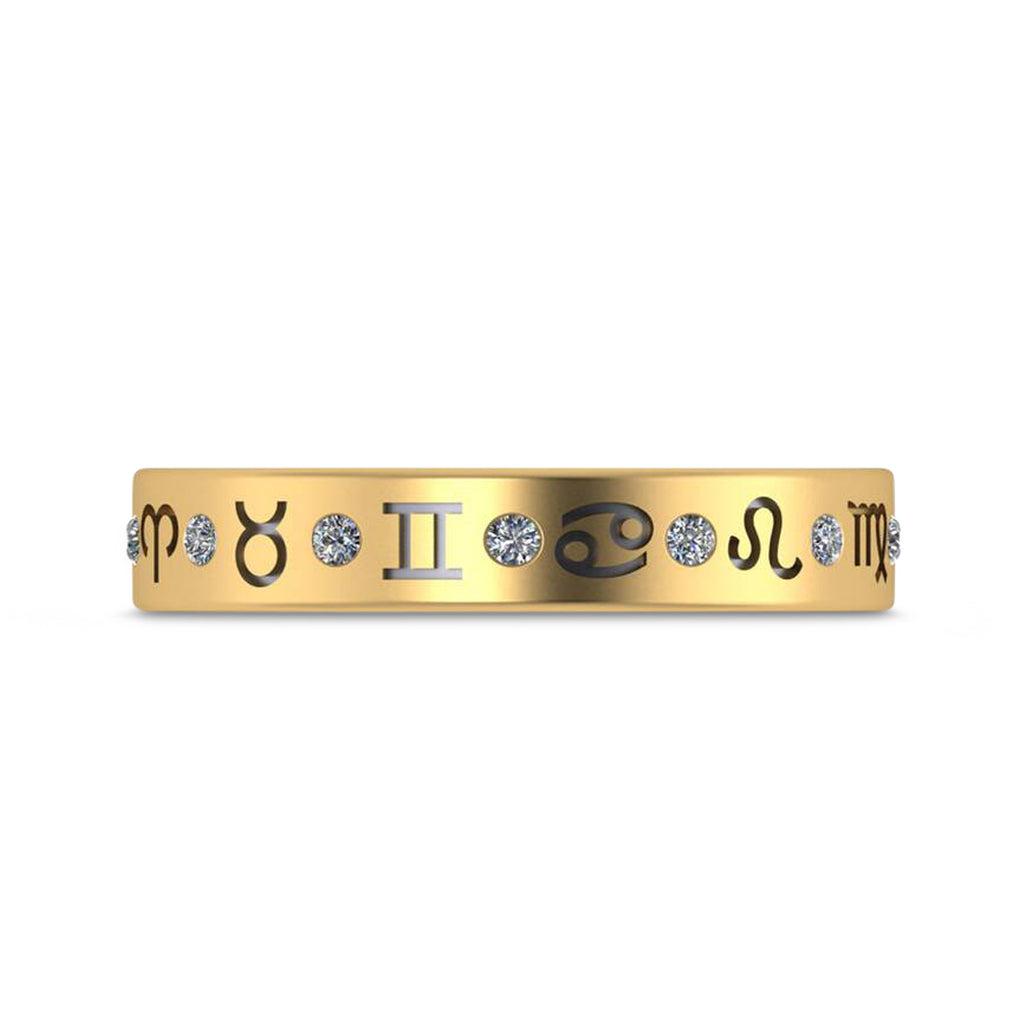 Diamond Zodiac Signs Ring 14K Yellow Gold (0.16ct)