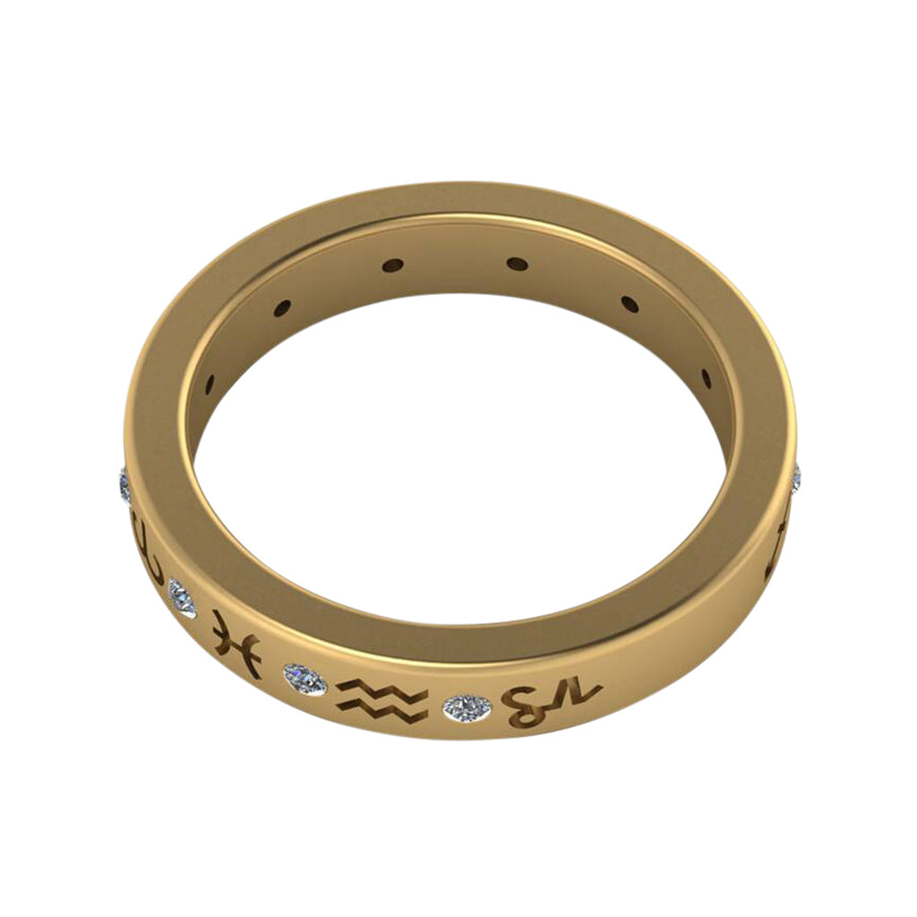 Diamond Zodiac Signs Ring 14K Yellow Gold (0.16ct)