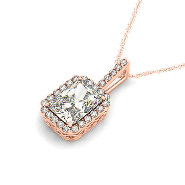 Emerald-Cut Diamond Pendant Necklace 14k Rose Gold (1.25ct)