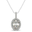 Diamond Halo Oval Pendant Necklace 14k White Gold (0.93ct)