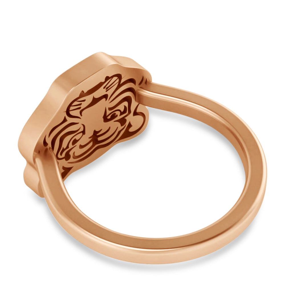 Tiger's Face Shaped Ladies Ring 14k Rose Gold