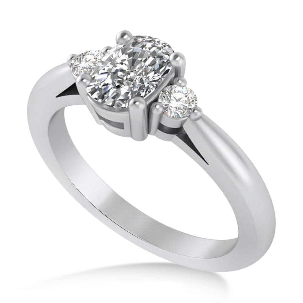 Cushion Diamond Three-Stone Engagement Ring 14k White Gold (1.14ct)