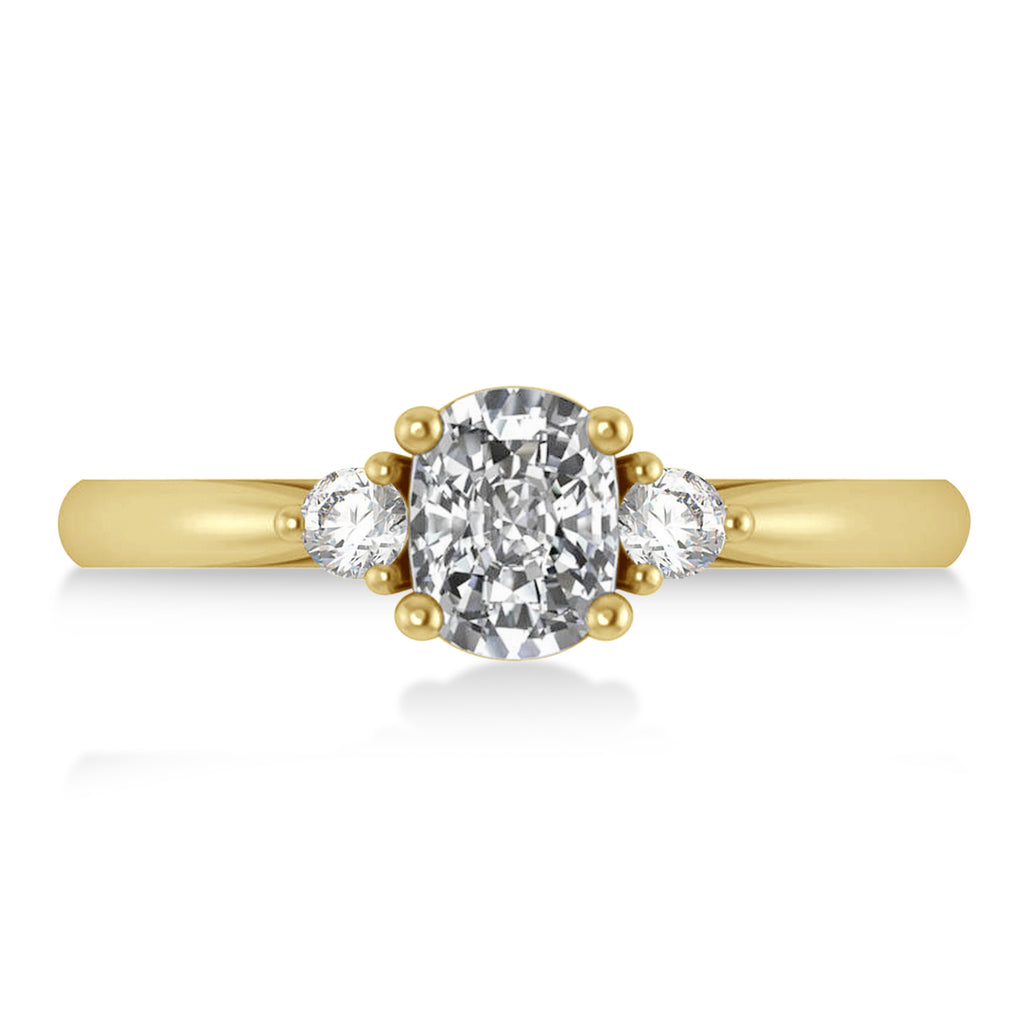 Cushion Diamond Three-Stone Engagement Ring 14k Yellow Gold (1.14ct)