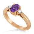 Cushion Amethyst & Diamond Three-Stone Engagement Ring 14k Rose Gold (1.14ct)