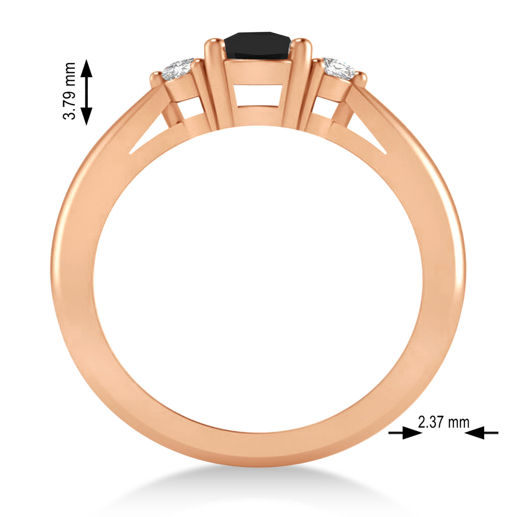 Cushion Black & White Diamond Three-Stone Engagement Ring 14k Rose Gold (1.14ct)